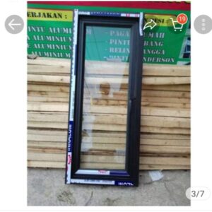 kusen jendela aluminium casement 3in ukuran t150xl50cm komplit
